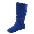 thumbnail image 2 of Bottes Mi-Mollet à Bout Rond pour Femmes Zone 70, Confort, Fermeture Éclair, Boucle, Style Plissé Décontracté, Talon Plat ( Bleu Royal, 9), 2 of 2