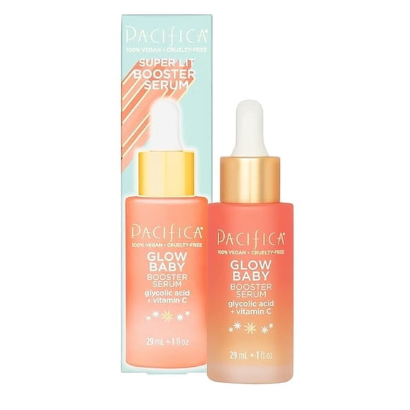 Pacifica Beauty, Glow Baby Booster Serum For Face, Vitamin C And Glycolic Acid, Brightens And Supports, For All Skin Types, Fragrance Free, Clean Skin Care, Vegan & Cruelty Free, 1 Fl Oz