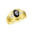 thumbnail image 4 of RYLOS Men's Rings Yellow Gold Plated Silver Rings Classic Designer Style 9X7MM Oval Gemstone &  Diamond Ring Onyx October Birthstone Rings For Men Size 11, 4 of 7