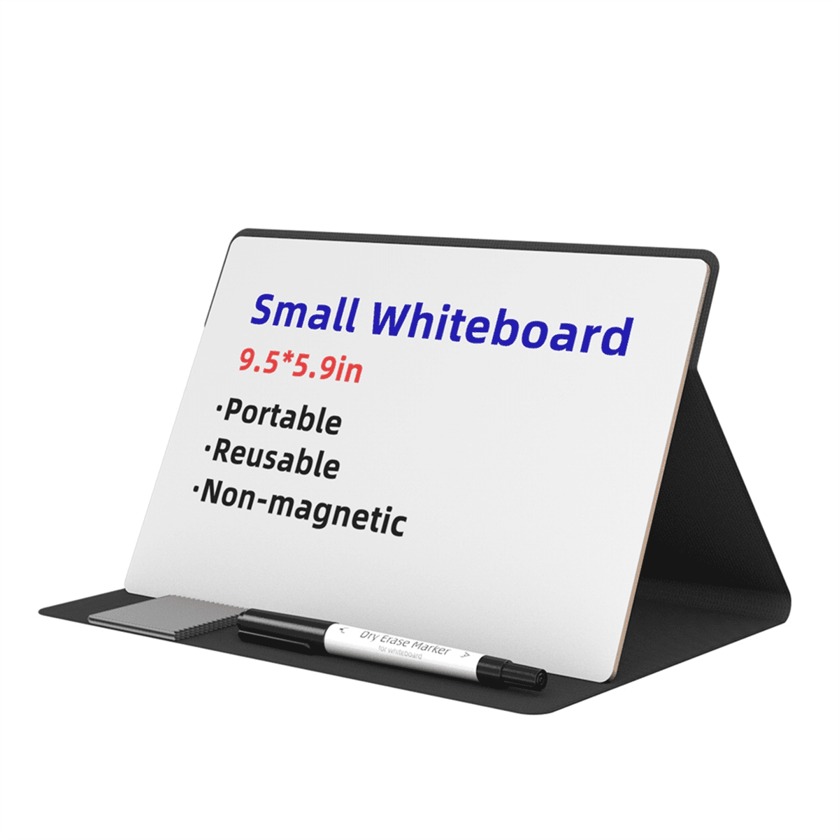 Portable Small Whiteboard, Reusable Mini Magnet Dry Erase Board with Marker Wipe Cloth Magnetic Dry Erase Board Black