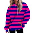 thumbnail image 1 of FAIWAD Womens Striped Drawstring Hoodies Casual Long Sleeve Color Block Pullover Tops Drop Shoulder Loose Sweatshirts, 1 of 5