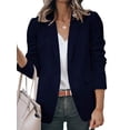 thumbnail image 1 of Innerwin Blazers Solid Color Women Cardigan Jacket Work Shawl Neck Slim Fit Business Jackets Dark Blue 5XL, 1 of 7