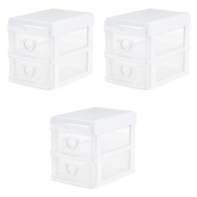 Gracious Living 2 Drawer Desktop Organizer w/ Flip Top Lid (3 Pack)