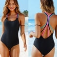thumbnail image 1 of UPPADA Women's One Piece Swimsuit Cute Floral Front Swimwear Boat Neck Spaghetti Straps Bathing Suit Tummy Control High Cut Ruched Swimsuit Modest Vintage Bathing Suit Clearance Black,M, 1 of 7