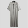 thumbnail image 4 of XDZJLR T-Shirts pour Hommes Décontractés Amples Musulmans Arabes Dubai Robe Manches Mi-Longues Bouton Rétro, 4 of 4