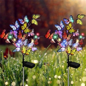 Lampes de jardin solaire à papillons (Lampadaire décoratif extérieur) Lampes solaires à LED pour le triage, le patio, le lit fleuri, l'arbre, la clôture, la voie et l'éclairage de promenade