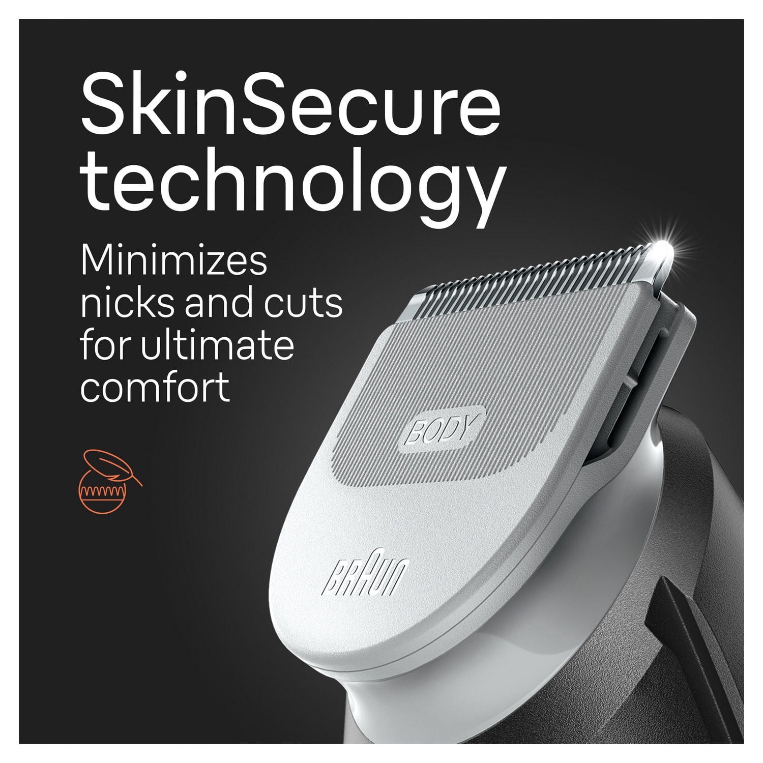 Braun Tondeuse pour le Corps Series 5 5360, Tondeuse pour le Corps pour Hommes, pour le Torse, les Aisselles, l'Aine, Toilette Masculine & Plus, Incl. 2 Sabots pour Longueurs de 1 mm - 11 mm, Technologie SkinSecure pour une Utilisation Douce et un Rasage de Près Attac