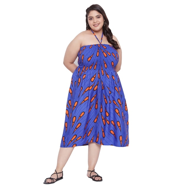 Oussum Robe Tube Courte pour Femmes Sans Manches, Robes d'Été, Bleu
