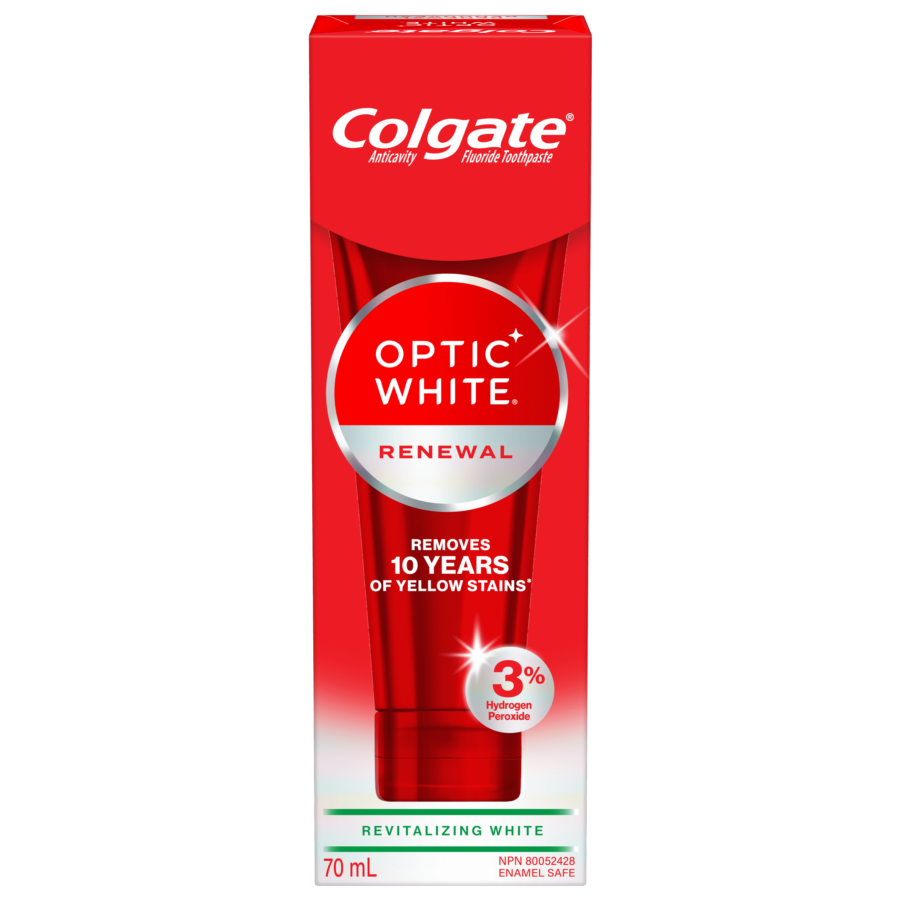 Colgate Optic White Renewal Toothpaste with 3% Hydrogen Peroxide, 70 mL
