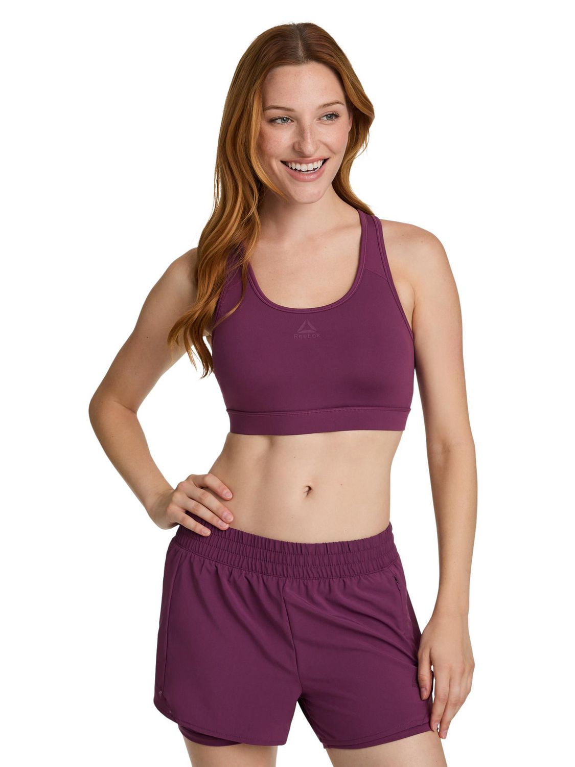 Reebok Women's Stronger Sports Bra with Mesh Panel and Removable Cups