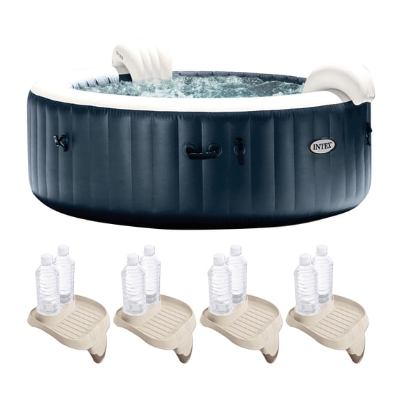 Intex PureSpa Plus Spa Gonflable Portable, 85x28 Pouces, avec 4 Plateaux pour Gobelets