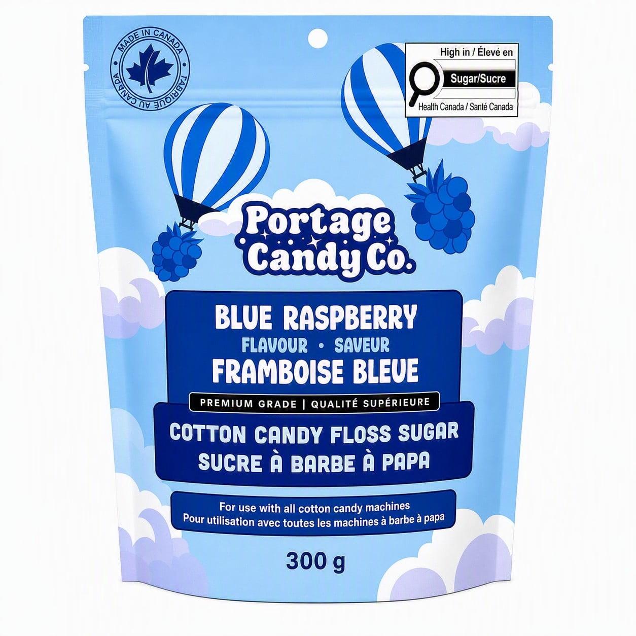 Portage Candy Co. Flossing Sugar, Blue Raspberry, 300g