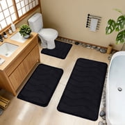 Czzoypi 25D High-Density Bath Mat Set, Ultra Absorbent Non-Slip Bathroom Rug, Premium Soft Washable Bath Mats for Floor Shower Toilet Home Decor, Black