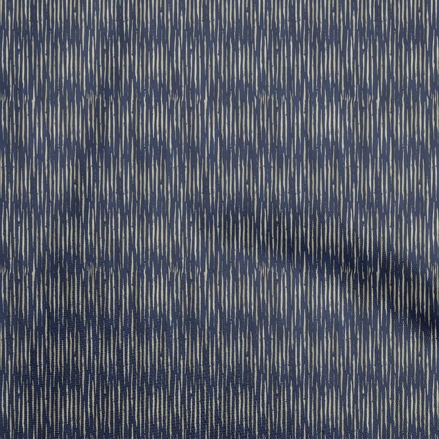 oneOone Polyester Lycra Bleu Royal Tissu Rayé Ligne Matière de Robe Tissu Imprimé Tissu au Yard 56 Pouces de Large