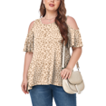 thumbnail image 2 of CHUANK Women‘s Plus Size Cold Shoulder Tunic Top Summer Short Sleeve Blouse, 2 of 7