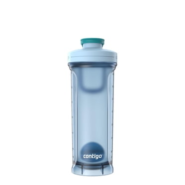 Contigo Fit Shake & Go 2.0 Protein Shaker Bottle with Leak-Proof Lid, 28 oz (828 ml), Gym Water Bottle with Whisk and Carry Handle, Dishwasher Safe Mixer Bottle, Glacier