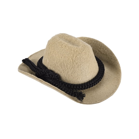 Uxcell Mini Cowboy Hats, Khaki Miniature Western Cowboy Hat Tiny Dollhouse Accessories for Crafts Dolls Wedding Party Dress Decoration Hair Accessories Snowman,2.6 x 2 x 1.2 Inch