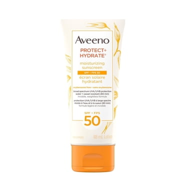 Aveeno Protect + Hydrate Moisturizing Sunscreen Lotion with Broad Spectrum SPF 50 & Moisturizing Prebiotic Oat, Weightless, Paraben-Free, Oil-Free & Oxybenzone-Free