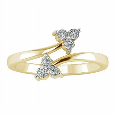 0.12 Ct Round White Diamond Bypass Women's Toe Ring 10k Yellow Gold Over silver