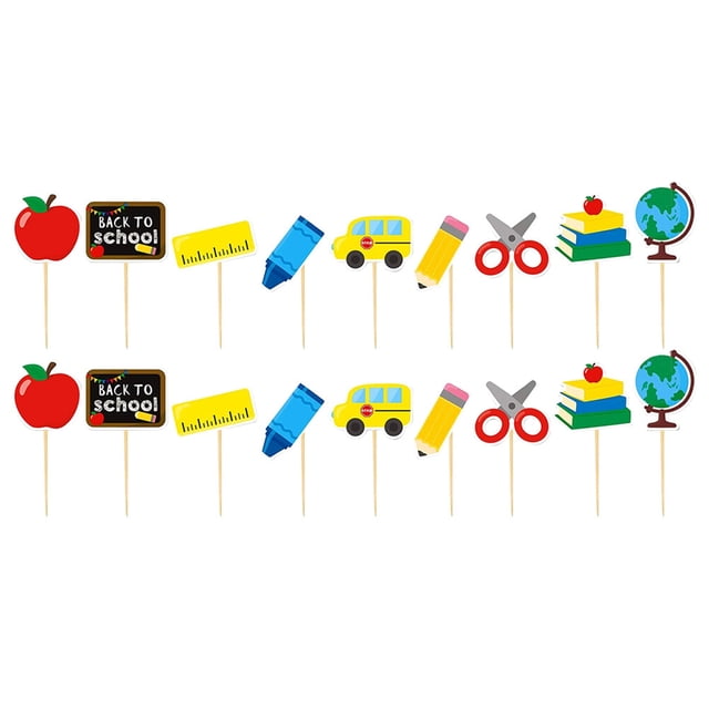 MasteelfCA 18Pcs Back To School Cupcake Toppers Cake Decorations Desserts Cupcake Toppers
