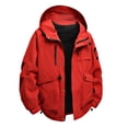 thumbnail image 1 of PEONAVET Mens Jacket Men's Solid Color Waterproof Long Sleeved Hooded Workwear With Multiple Pockets Jacket, 1 of 8