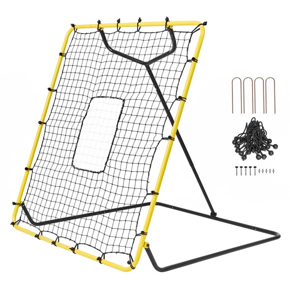 KFFKFF Softball and Baseball Rebound Net, 4 x 4.5 ft, Ideal for Pitch and Field Practice, Includes Pitching Target, Adjustable to 4 Positions