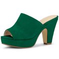 thumbnail image 1 of BLISSFUL STEP Sandales à Talons Épais à Plateforme à Bout Ouvert pour Femmes Vert 8,5, 1 of 7