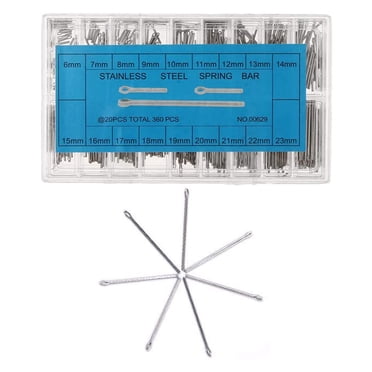 fastboy 360 Pcs/ensemble Barres à Ressort en Acier Inoxydable de Remplacement 6-23 mm 18 Types Maillons de Bracelet Accessoires de Réparation de Montre-Bracelet