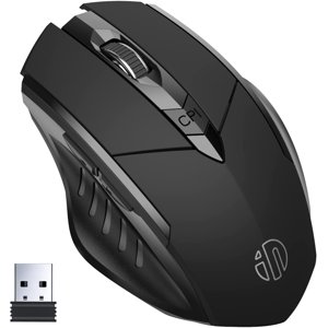 Souris sans fil, 2.4G Souris optique ergonomique sans fil rechargeable avec USB Récepteur pour MacBook ChromeBook Ordinateur portable, 6 Boutons, Noir