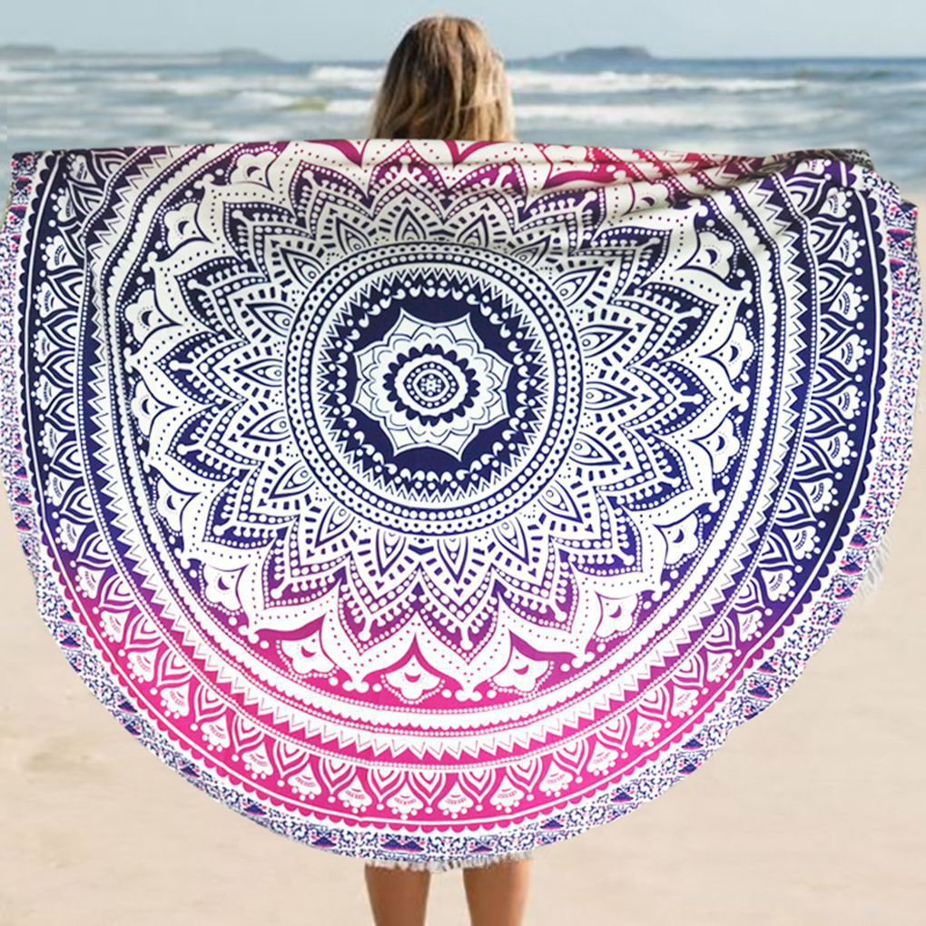 braveheart Fader Color Round Tippet Mat Beach Roundie Tablecloth Summer Beach Towel Round Yoga Mat