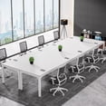 thumbnail image 4 of Tribesigns 78.74-Inch White and Black Conference Table, Large Office Meeting Seminar Desk with Metal Legs and Adjustable Foot Pads, Seats 6–8, Only Table Included, 4 of 5