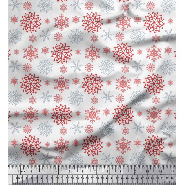 Soimoi Georgette Viscose Fabric Snowflake Artistic Print Fabric by the Yard 42 Inch Wide