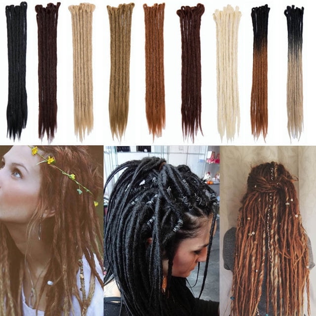 Rallonge Dreadlock Ombrée pour Cheveux Hip-Hop Synthétique Résistante à la Chaleur Crochet Tressage Fait Main Rallonge Torsadée Tressage pour Femmes Brun Foncé 20”-35 g