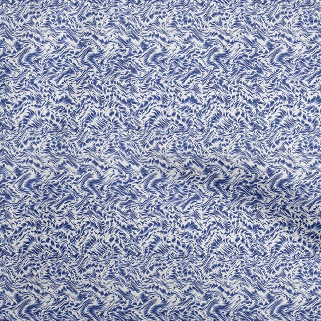oneOone Rayon Medium Blue Fabric Block Dress Material Fabric Print Fabric By The Yard 56 Inch Wide-SN