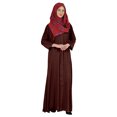 thumbnail image 2 of Bimba Islamic Clothes For Women Long Prayer Robe Maxi W/ Printed Hijab Rayon Abaya Front Button Muslim Dress, 2 of 7