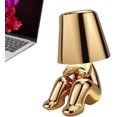 thumbnail image 4 of Mistaha Golden Lampe de Table Thinker avec Commande Tactile, Fonction à Intensité Réglable et Design Unique pour Pose Assise - Matériau en Résine, Câble de Chargement USB - Décor Moderne pour Chambre, Salon, Salle de Lecture, 4 of 5
