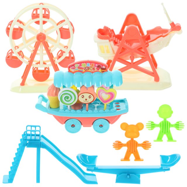 Bamboohart 1 Ensemble de Jouets de Parc d'Attractions pour Enfants Jouets de Maison de Jeu Jouets de Dessin Animé Roue Ciel Jouets de Jeu d'Imitation