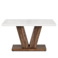 thumbnail image 3 of Fnova 47.24" Rectangular Farmhouse Dining Table, Wood Coffee Table for 4 People, Modern Kitchen Table for Dining Room, White Brown (Chairs Not Included), 3 of 11