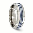 thumbnail image 4 of Edward Mirell Titanium Triple Groove Blue Anodized 8mm Band Size 9.5, 4 of 4