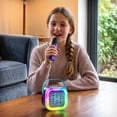 thumbnail image 3 of K-POP Demon Hunters Bluetooth Mini Karaoke with wireless mic and disco ball. Features built-in speaker, LED light effects, and rechargeable battery., 3 of 9