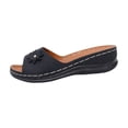 thumbnail image 1 of Orthopedic Sandals for Women Wedge Slide Open Toe Flower Decor Non Slip Breathable Beach Summer Leather Slide Sandals Black, 1 of 9