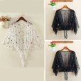 thumbnail image 5 of MesaSe Women Mesh Sheer Cardigan Exquisite Flower Embroidery Loose Beach Blouse, 5 of 5