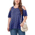 thumbnail image 2 of CHUANK Women‘s Plus Size Cold Shoulder Tunic Top Summer Short Sleeve Blouse, 2 of 7