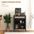 thumbnail image 4 of HOMCOM Boho Floor Storage Cabinet with Rattan Decorated Doors Drawer Black, 4 of 10