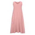 thumbnail image 3 of Robe Longue d'Été pour Femmes Robe d'Été pour Femmes Col en V Mode Décontractée Couleur Unie Sans Manches Coton Lin Robe Longue Robe Longue d'Été pour Femmes Robe Longue pour Femmes Été, 3 of 8