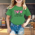thumbnail image 2 of LUOGENLI T-Shirt pour Filles Enfants Mode Décontractée Imprimé Col Rond Ample Manche Courte T-Shirt Haut Maxi Chemises pour Filles Été Lin Vert 6-7 Ans, 2 of 4