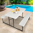 thumbnail image 4 of Gymax Folding Picnic Table & Bench Set for Camping BBQ w/ Steel Frame White, 4 of 10