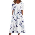 thumbnail image 2 of DPTALR Women Summer Printing Causal Round Neck Short Sleeve Vacation Pockets Dress, 2 of 5