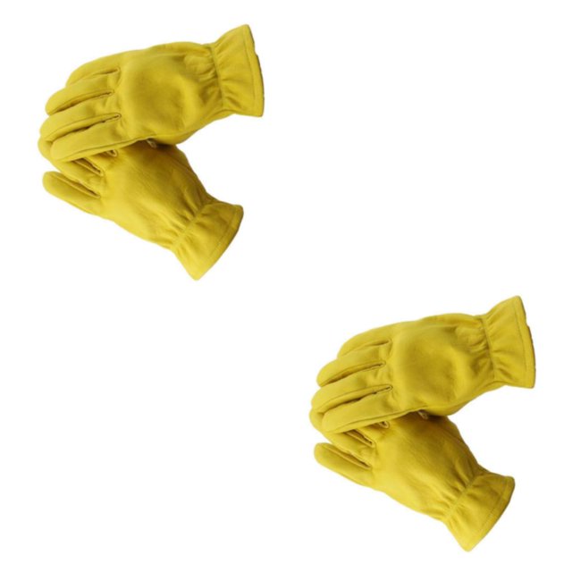 Youkk Yellow Cowhide Leather Racing Motorcycle Biker Gloves Enhanced Grip and Comfort M 2Set