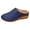 Blue, variant on Women's Wedge Leather Clogs Close Toe Leather Hollow Out Mules Comfortable Slip On Backless Slide Dress Sandals White Size 6.5